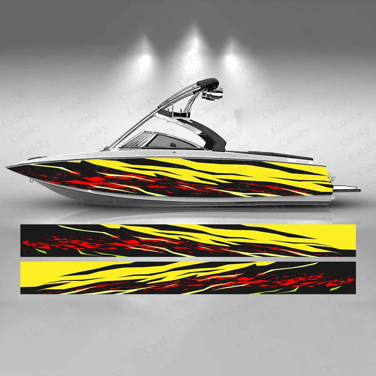 

Yellow Red Black Colorful Boat Sticker Fashion Custom Fish Boat-Sticker Vinyl Waterproof Boat Wrap Graphic Boat Wrap Decal