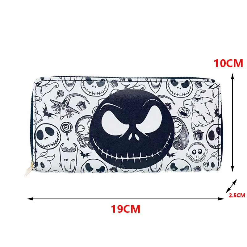 Disney Skeleton Jack Women Wallets Fashion The Nightmare Before Christmas White Female Purse Zipper Coin Wallet Halloween Gift