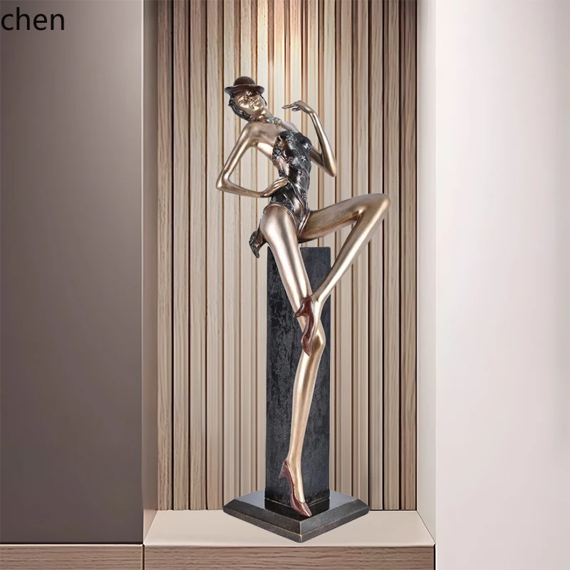 HT  porch long tall humanoid sculpture ornament aisle niche art decoration