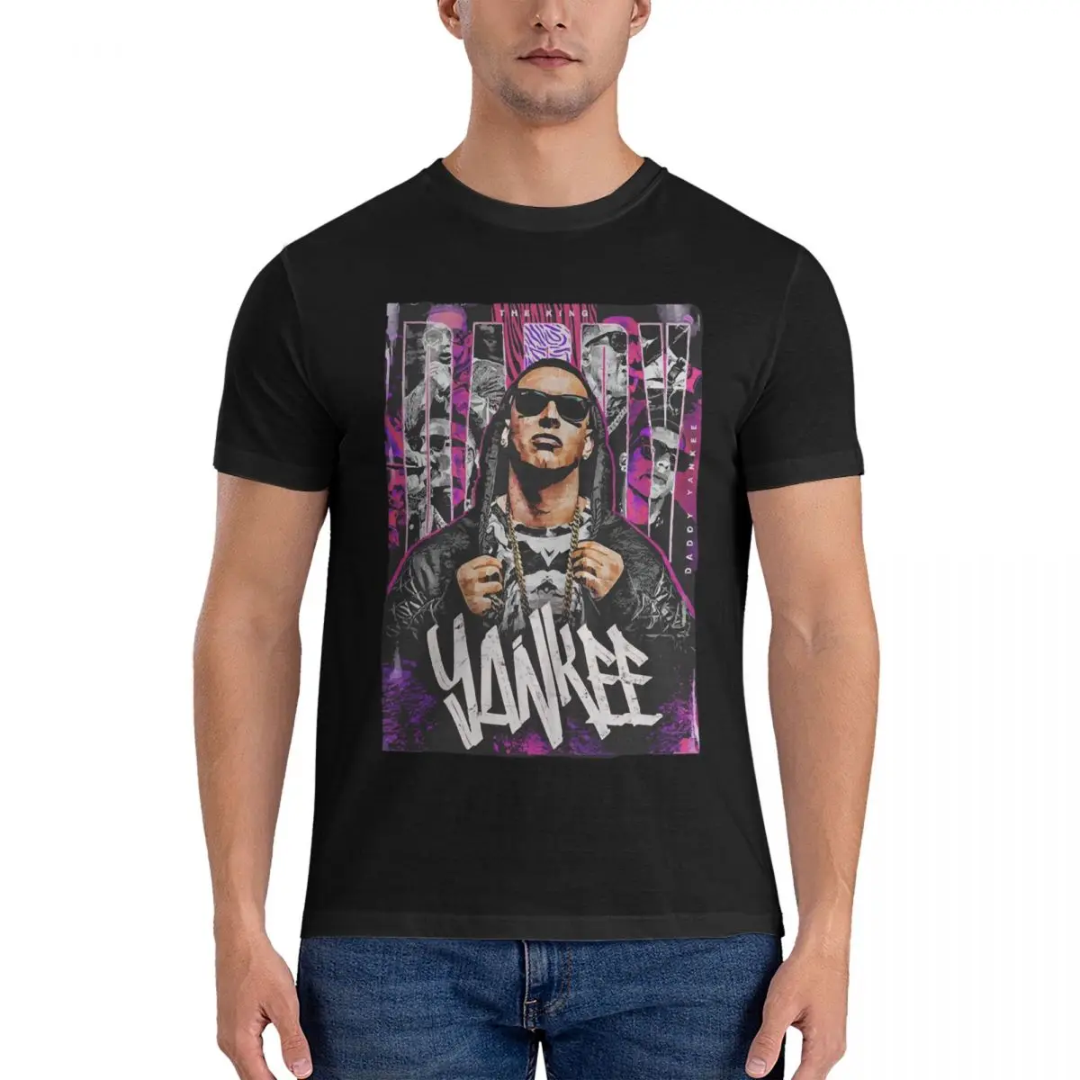 Daddy Yankee Men's T Shirt rapper Tees Short Sleeve Crewneck T-Shirt Pure Cotton Graphic Printed Tops fugees official-website