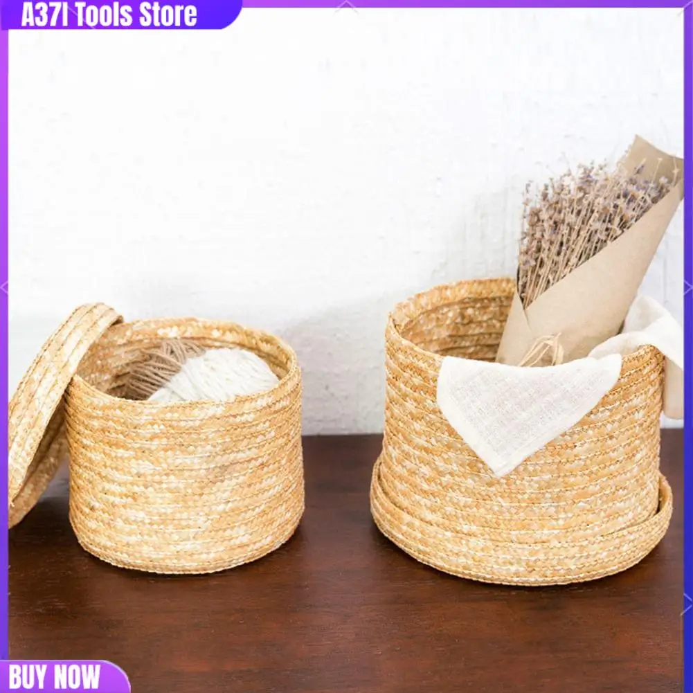 

2 Pcs Wheat Straw Woven Storage Basket Storage Basket Innovative Basket Rustic Natural Brown Finish Storage Decorative Basket(La