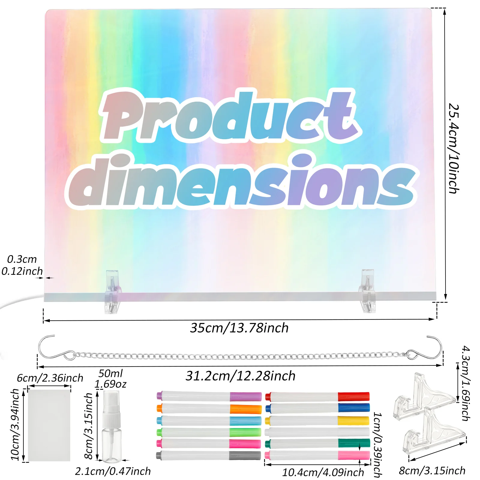 LED Note Board Acrylic Artboard With Night Light Colorful 12Pens DIY Acrylic Erasable Message Board Painting Drawing Decor Board