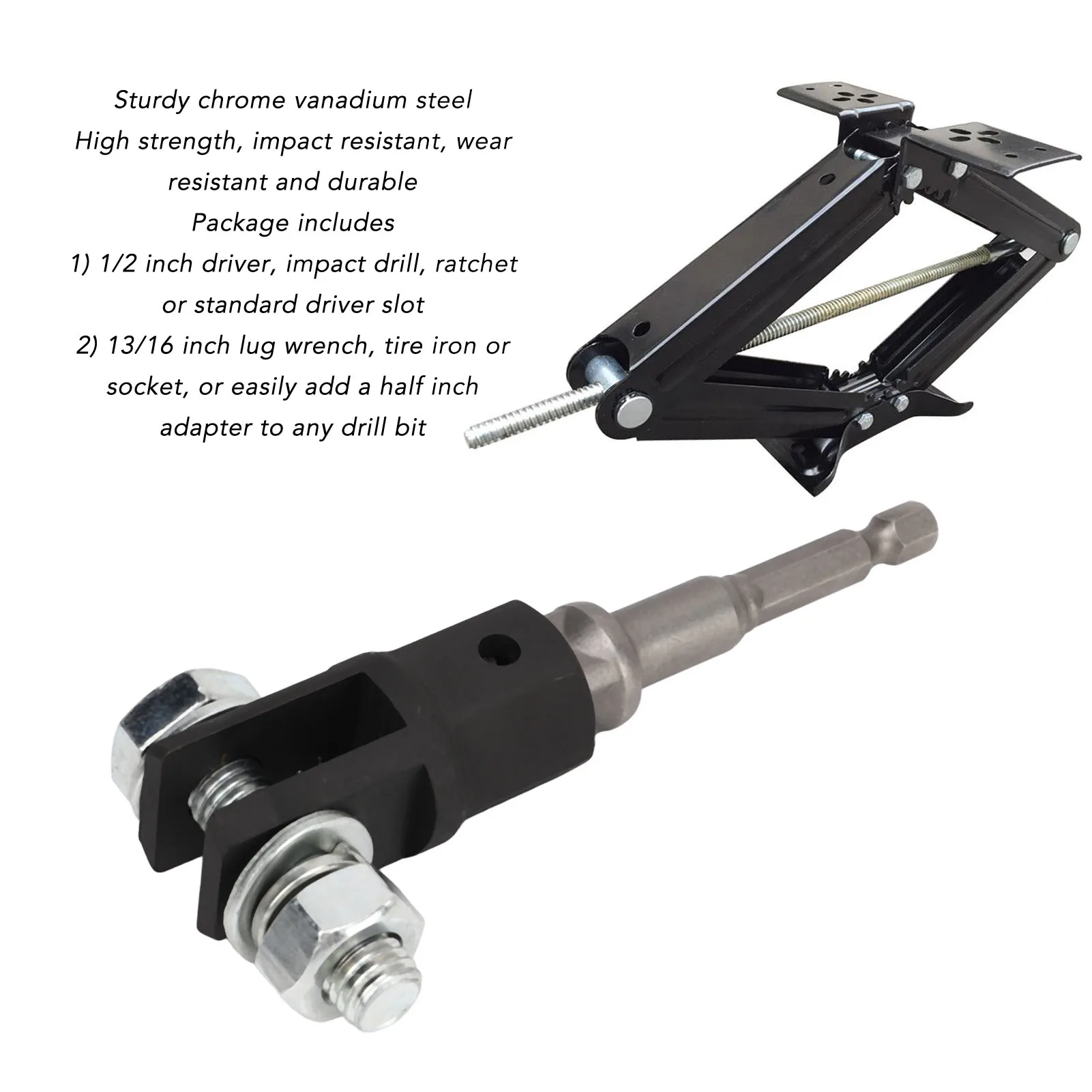 Adattatore per presa jack a forbice Adattatore jack a forbice ad alta resistenza da 1/2 pollice robusto per jack a forbice a doppio foro