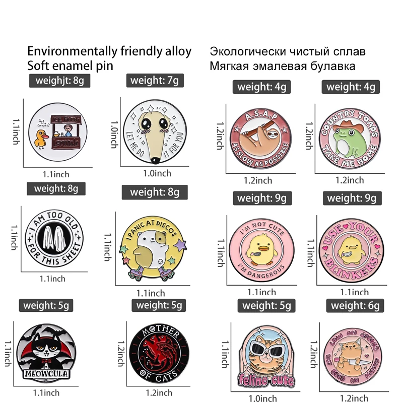 Cartoon Round Animal Collection Enamel Pin Cute Duck Pufferfish Frog Dog Capybara Alloy Brooch Badge Jewelry Gift For Kid Friend