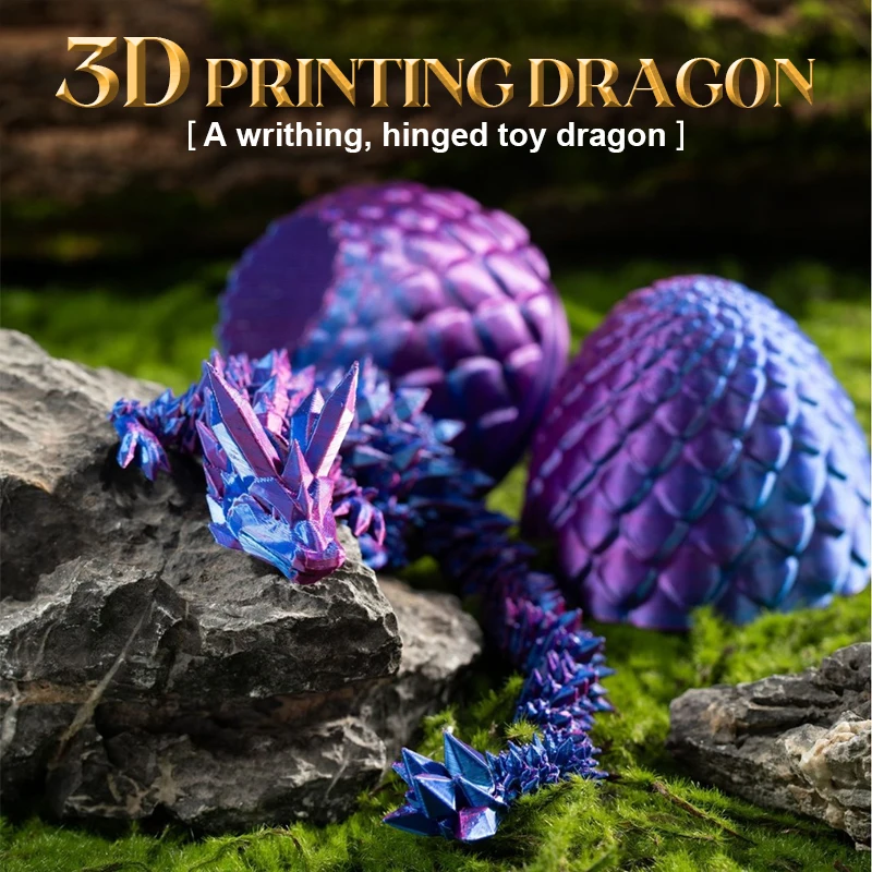 

3D Printed Articulated Dragon With Eggs Movable Flexible Chinese Dragons Statue For Home Office Decoration Adults And Kids Gift