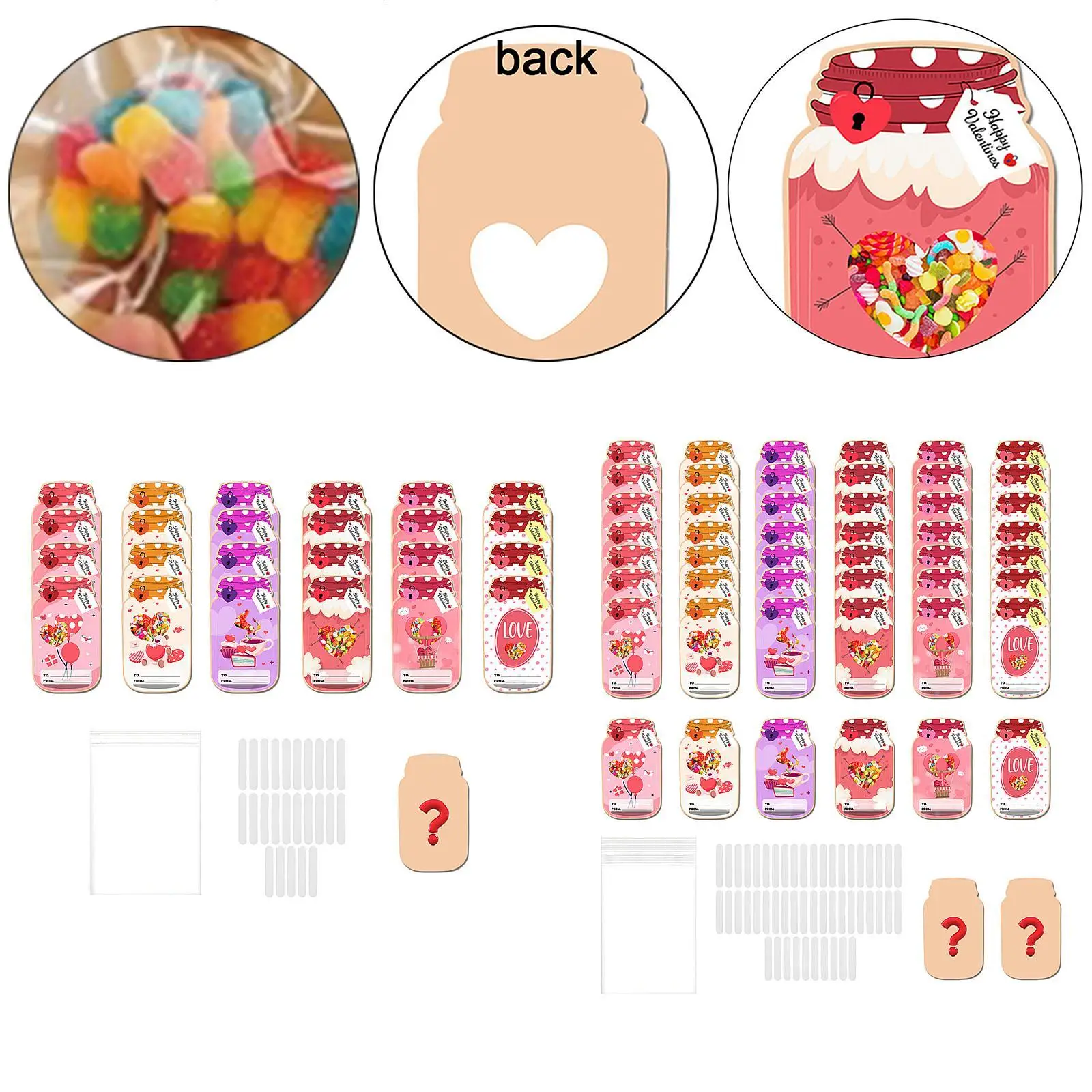 

Jar Valentine Cards Paper Cards Party for Boys Girls Holiday Supplies Valentine Exchange Cards Bottle Shaped Greeting Cards