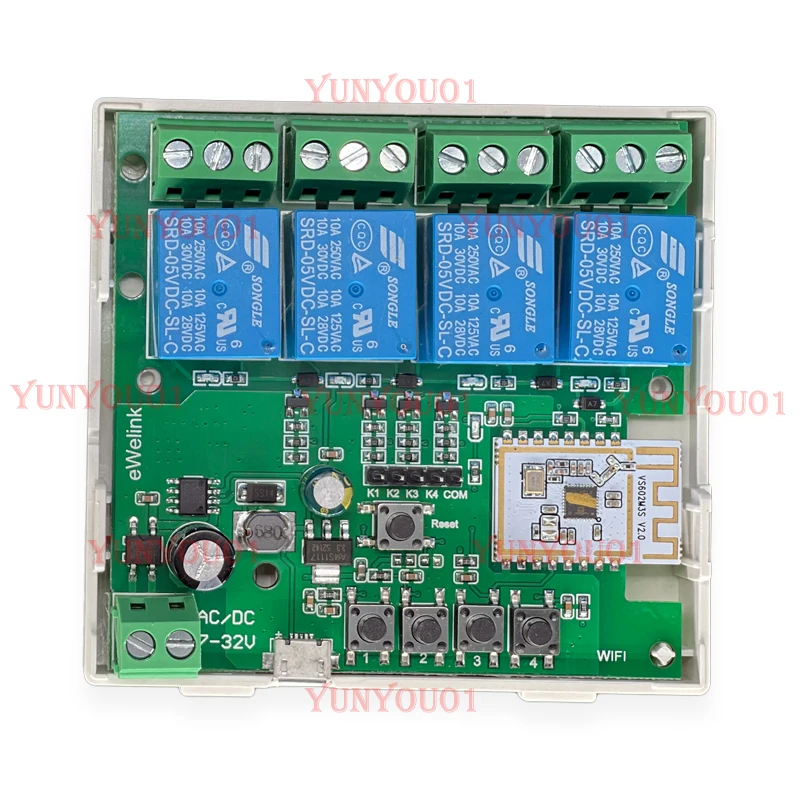 4 Channel Smart WiFi Bluetooth Wireless Dry Contact Relay Switch Module,APP Remote Control,Works with Alexa Google Home