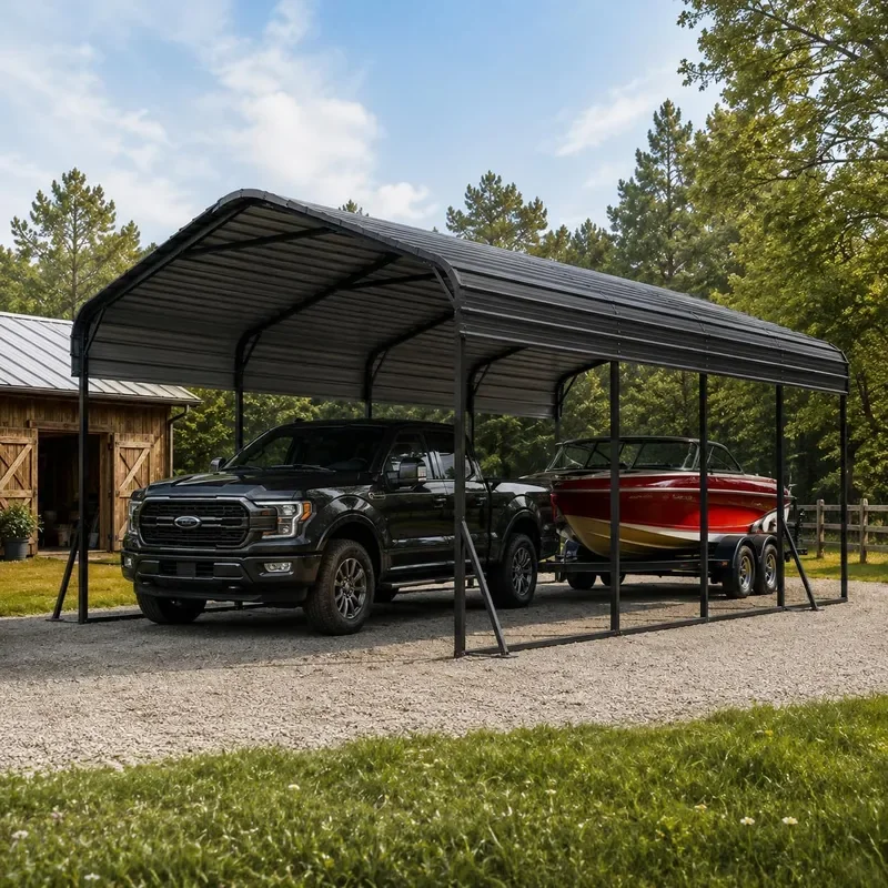 12x24 FT Heavy Duty Metal Carport Galvanized Steel Roof
