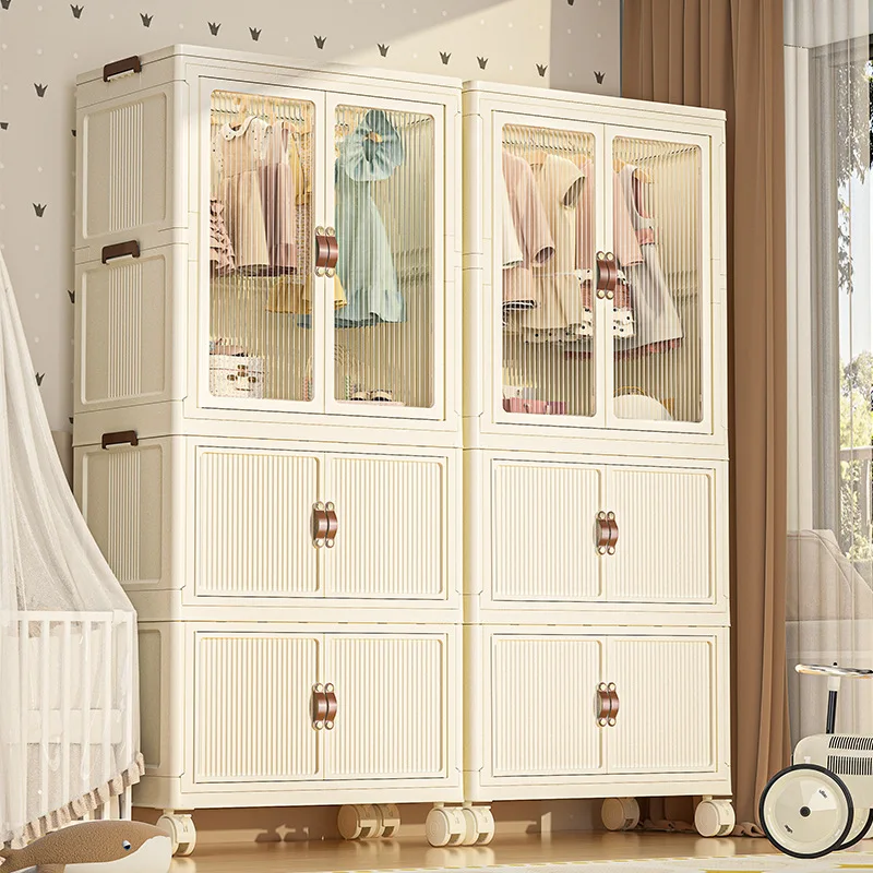 

Clothing storage cabinet without installation, children's small wardrobe, plastic household snack storage cabinet