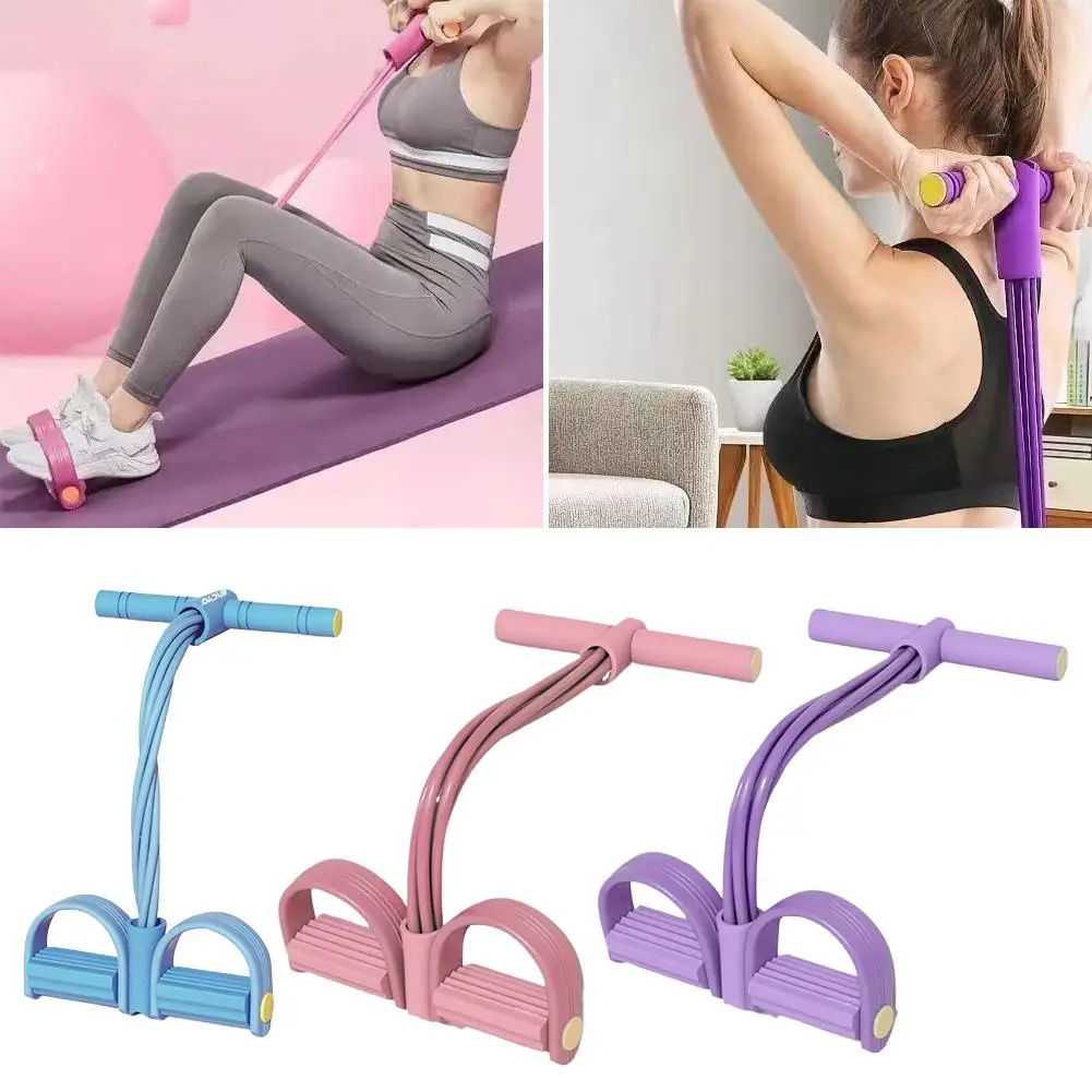 6 Tubes Pedal Resistance Band Elastic Pull Rope Sit Up Expander Fitness Equipment For Abdomen Waist Leg Arm Yoga Home Gym