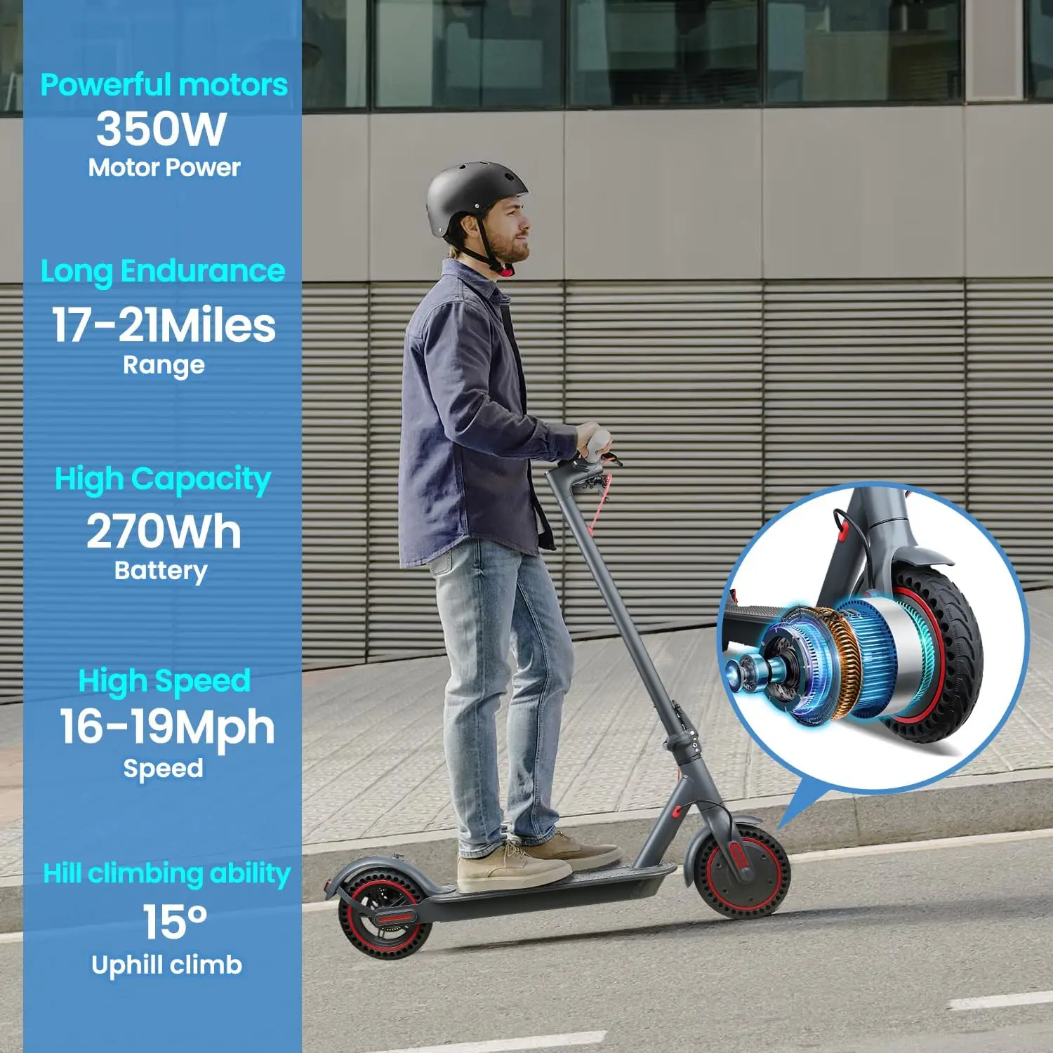 Scooter,350W Motor, Up to 19MPH&17-21 Miles, Foldable E-Scooter for Adults with APP and Dual Braking System Escooter