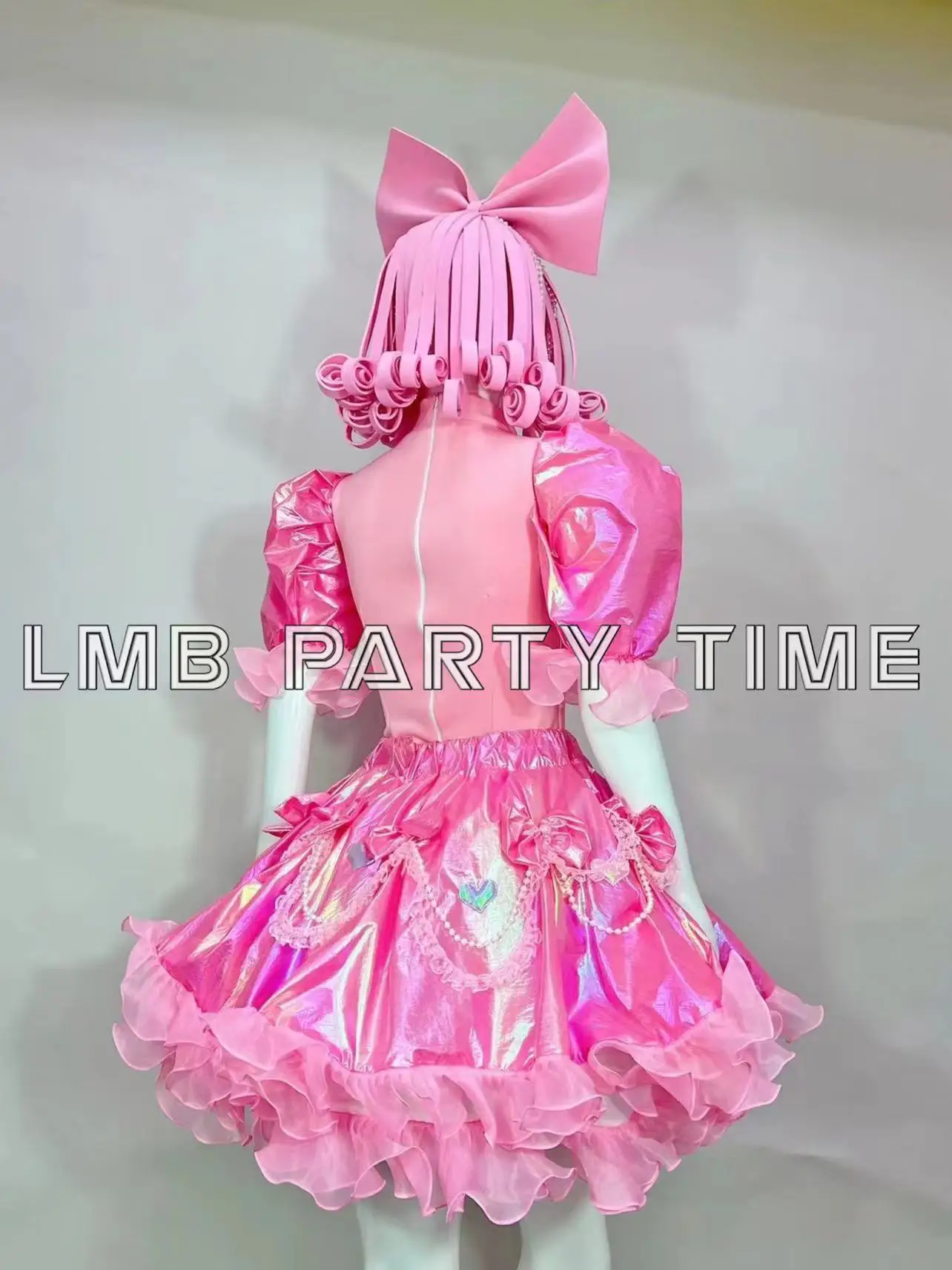 Roze Pofmouw Bodysuit Tutu Jurk Headress Mooie Cosplay Kostuum Volwassen Rollenspel Feest Verjaardagsdanseres Zangeres Podiumkleding