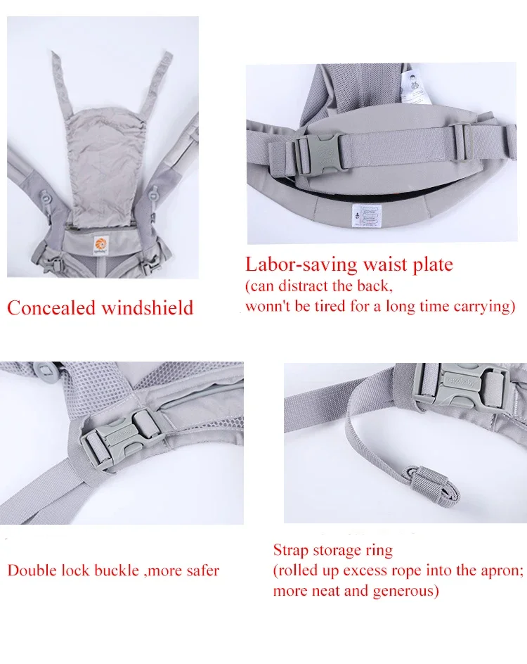 Baby Carrier Cotton Ergonomic Backpacks Holder Shoulder Waist Belt Sling Toddler Outdoor Holding Front and Back Universal