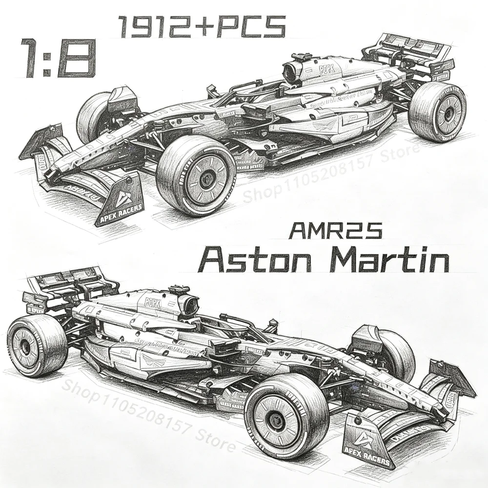 Image of MK6022 1912 Teile 1:8 Neuer Technic Martin Aramco AMR25 Bausatz MOC Sportwagen DIY Montage-Modell-Set Spielzeug Geschenke für Jungen Dekoration