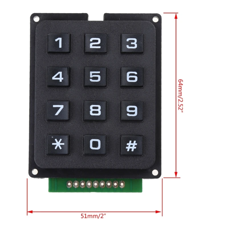 3x4 Keypad MCU Board Keyboard Moduless with 12 Keys 3x4 Push Buttons External Keypad Array Button Keypad F19E