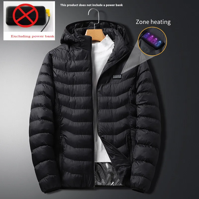 New Men'S Korean Version Fashionable Versatile Winter 21 Zone Heating Cotton Jacket Casual Hooded Usb Heating Warm Electric Coat
