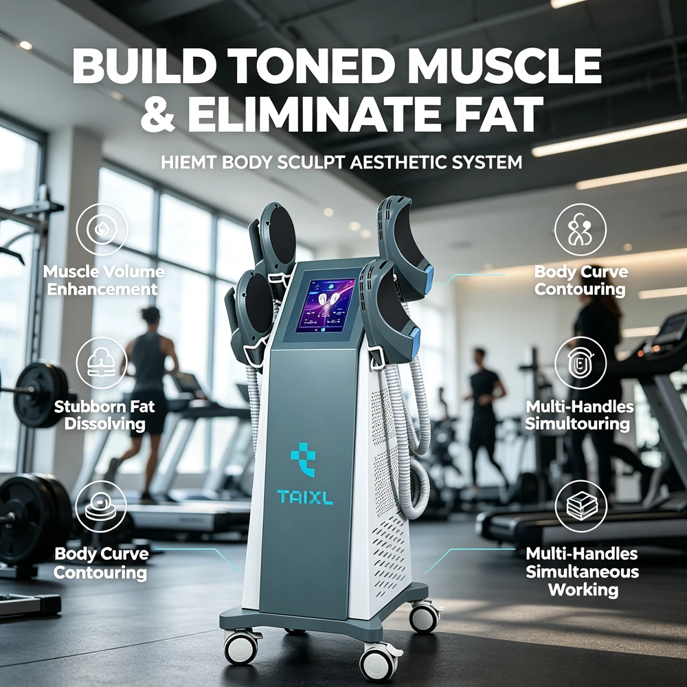 4Handles HIEMT Body Sculpt Machine Muscle Building Fat Reduction Body Contouring Equipment For Beauty Salon Fitness Center