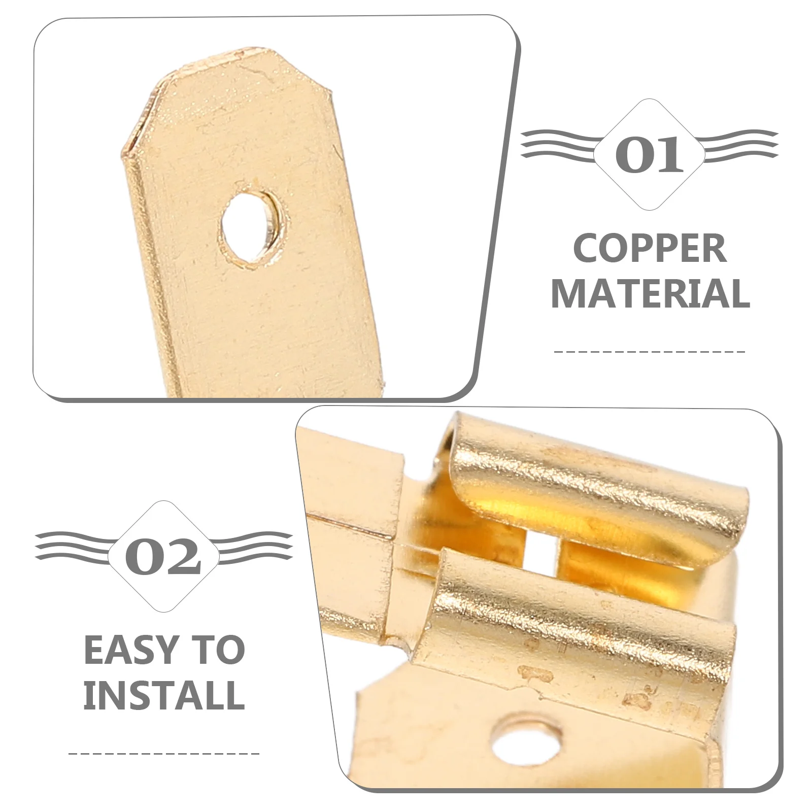 

25Pcs Electrical Spade Connectors Copper Quick Disconnect Wire Terminal Block Crimp Connectors Automotive Marine Wiring