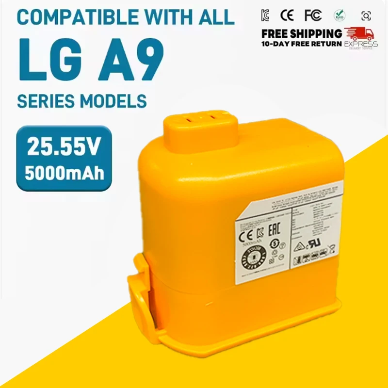 

NEW 5.0/6.0Ah 10C Vacuum Cleaner battery EAC63758601 for LG Cord Zero A9,Cord Zero A9+,A9, Cord Zero A9 Plus,A9M