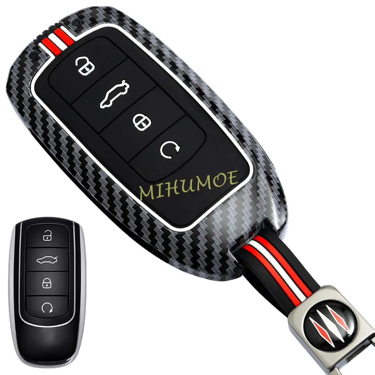 

Для Chery Tiggo 7 8 Pro Max, Omoda 5 C5 S5 O5, Jaecoo 7 8 J7 J8: Металлический чехол-брелок для автомобильного ключа из углеродного волокна, аксессуары