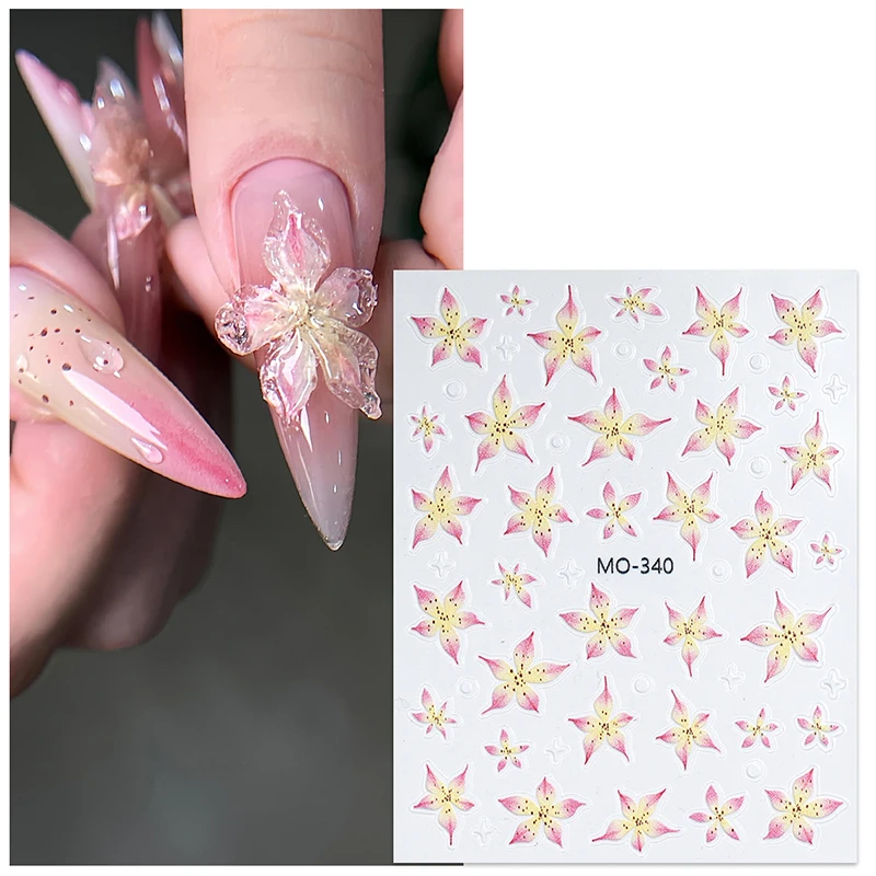 Lily Flower Shape Nail Sticker Enhancement Adhesive Stereoscopic Decoration DIY Accessory Nail Enthusiasts