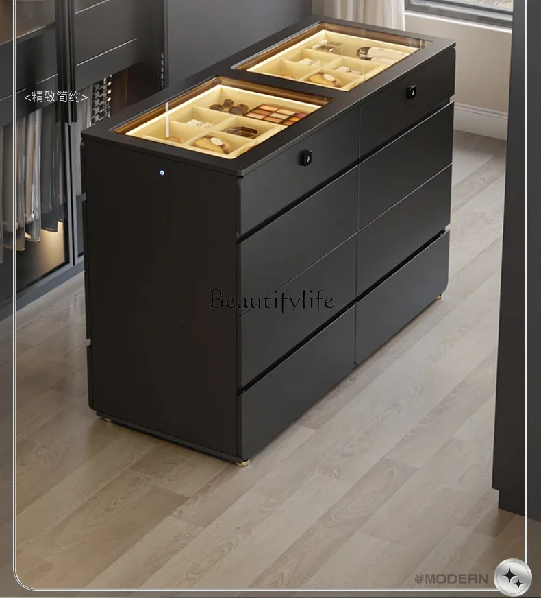 Premium chest of drawers Bedroom simple modern eight-bucket multi-layer double-sided chest of drawers with smart lock