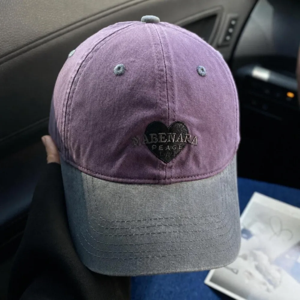Large Size Love Embroidered Baseball Caps UV Protection Color Matching Sun Hats Adjustable Breathable Sports Caps Summer Travel