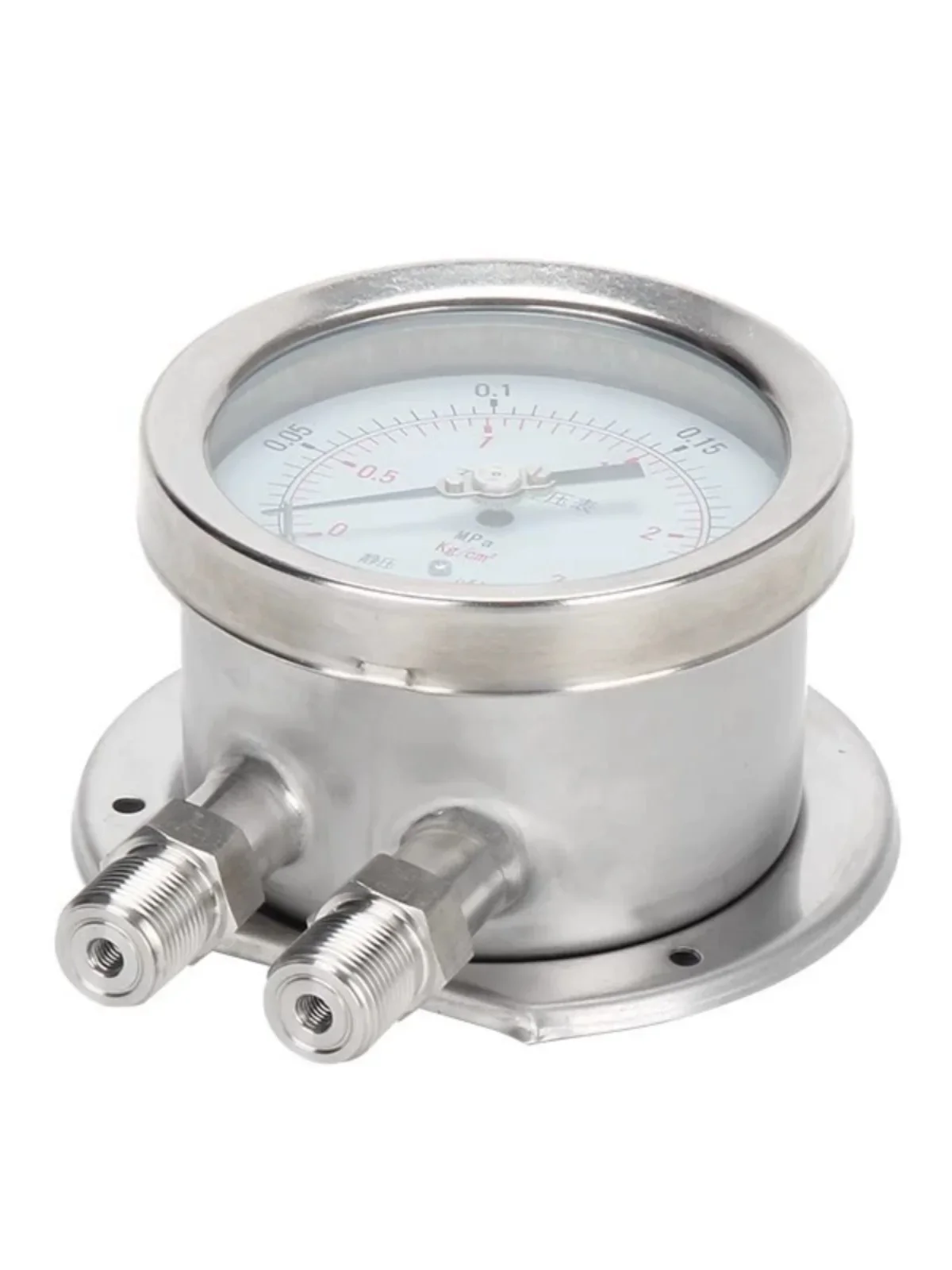 Stainless Steel Differential Pressure Gauge 304 Material Flat Differential Pressure Gauge Corrosion Resistant, Pointer Filter