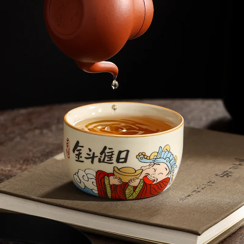Ru Kiln Ceramic Tea Cup Crackle Glaze Personal Master Cup High End Develops Patina Gongfu Tea Ware Collection Gift