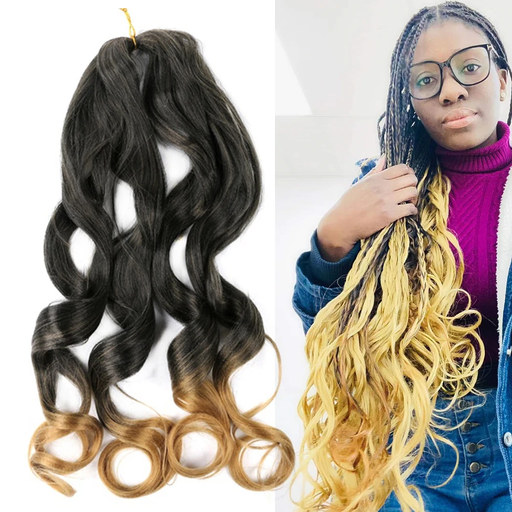 YunRong Synthetic Spiral Curls Braiding Hair  French Curls 24Inches 150g For Woman Crochet Hair Loose Wave Crochet Hair Boundy