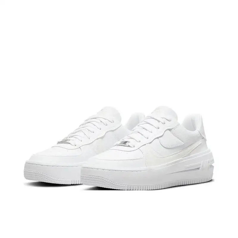 Nike Air Force 1 PLT.AF.oRM Triple White Low Cut Casual Wear Resistant Anti Slip Bequeme Boardschuhe Damen Weiß