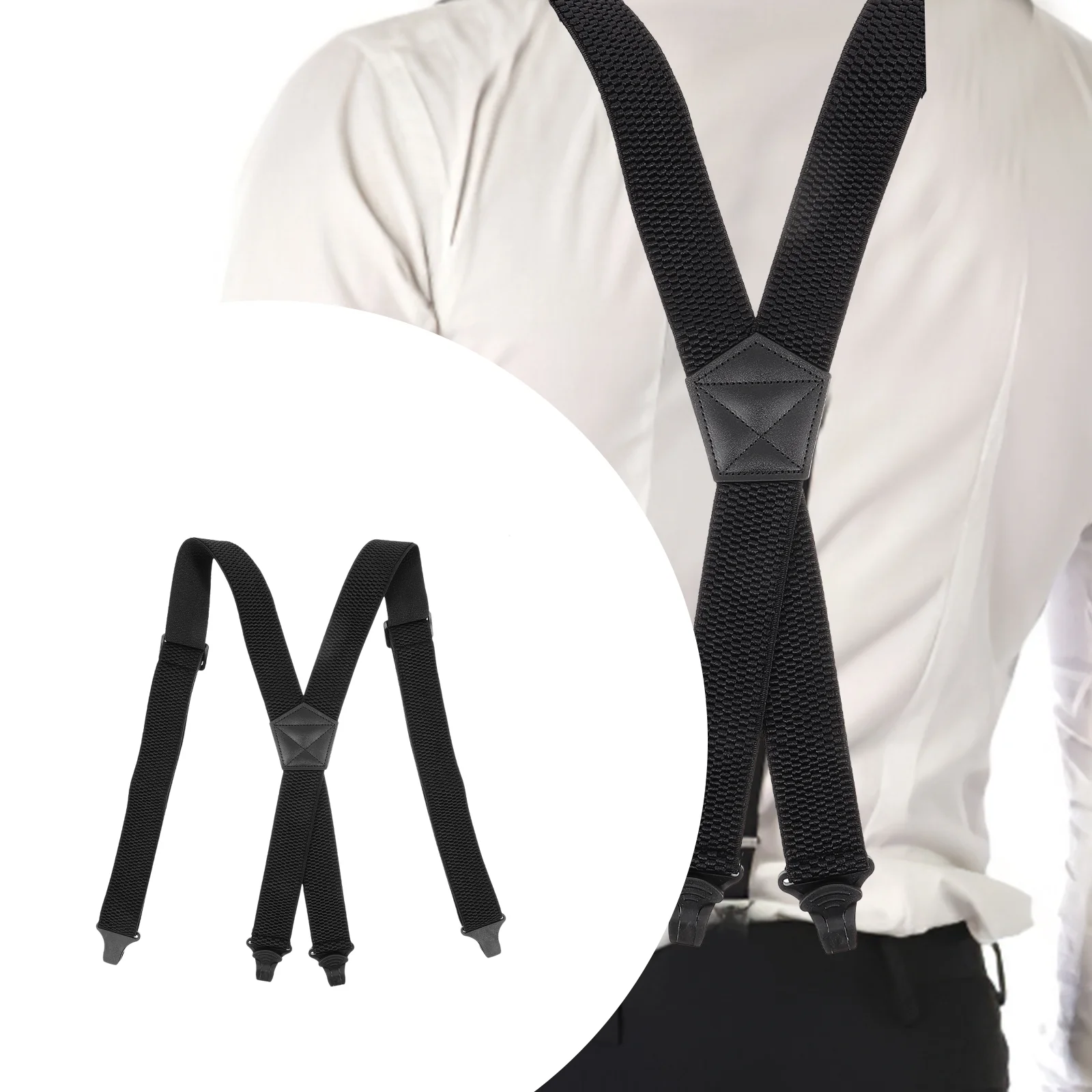 Hidden Suspenders for Men Black Pants Jeans Polyester Elastic X Back Work Straps