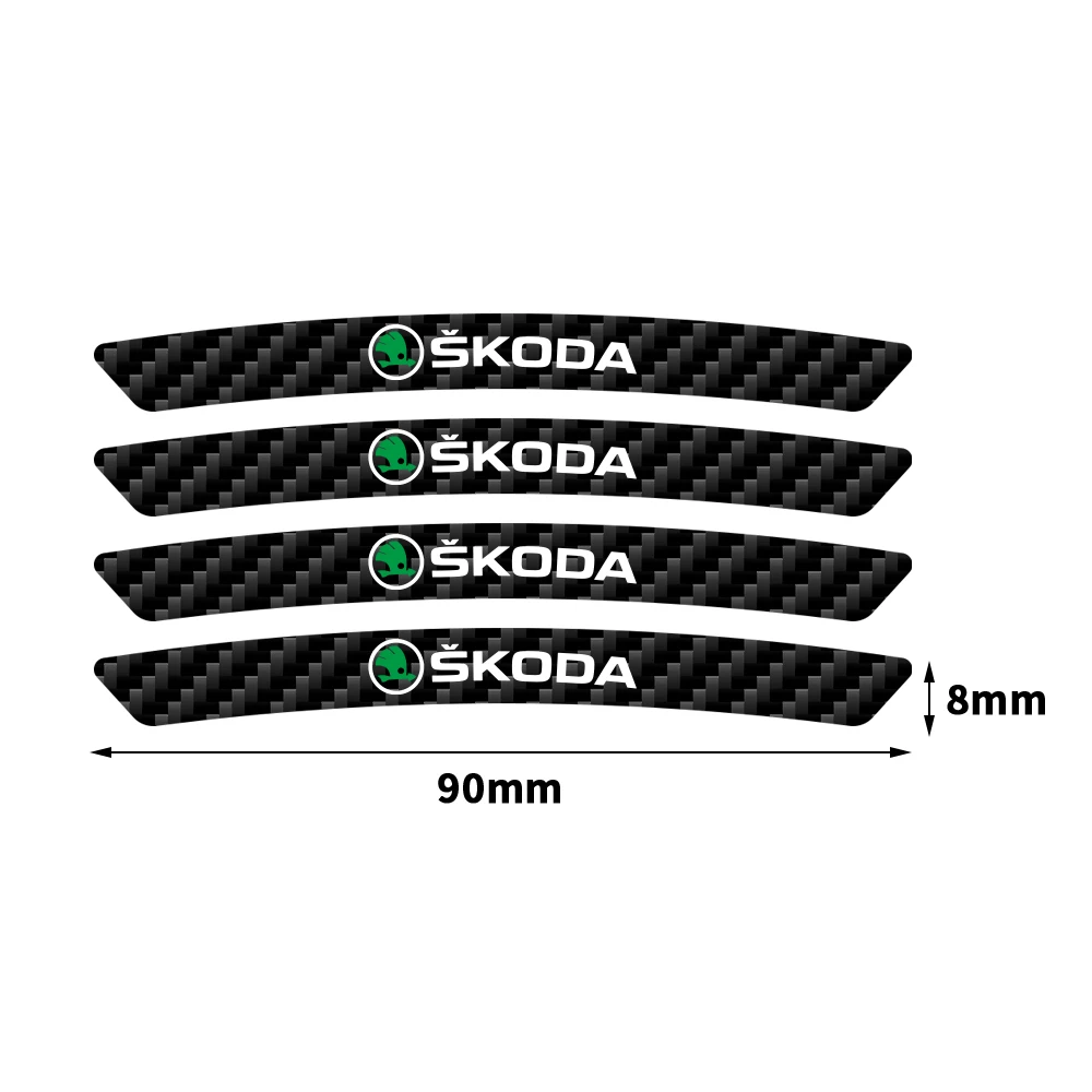 4PC Carbon Fiber Car Wheel Rim Hub Sticker Auto Decoration Accessory For Skoda Octavia 2 3 Kodiaq Fabia Karoq Superb A5 A7 Rapid