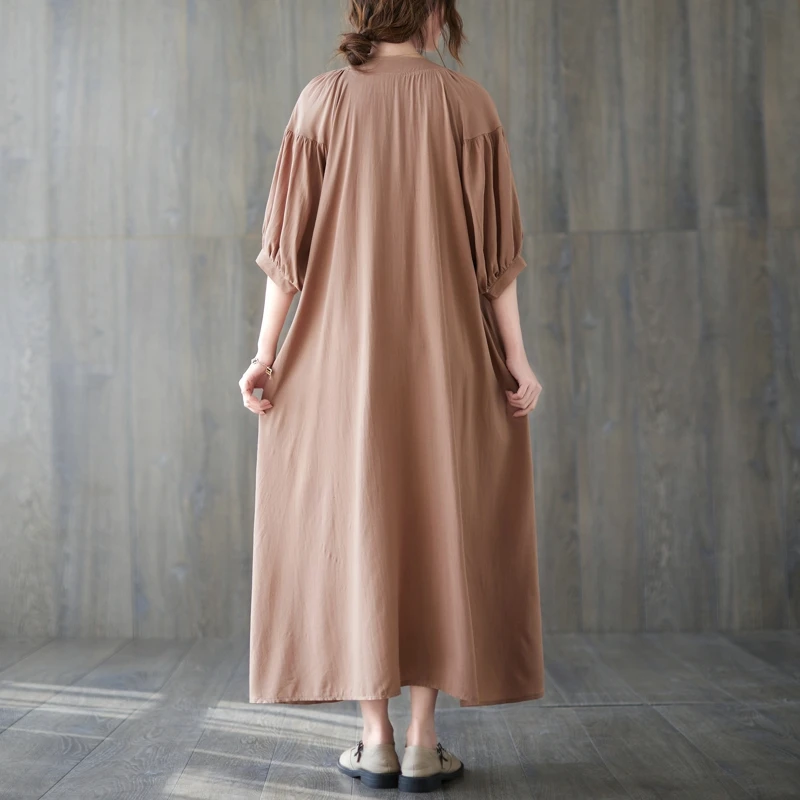 Teelynn Vintage ethnische Stickerei lockeres Kleid für Frauen Tunika Kleid lässig Puff ärmel Kleider Herbst Rayon Baumwolle Boho Vestidos