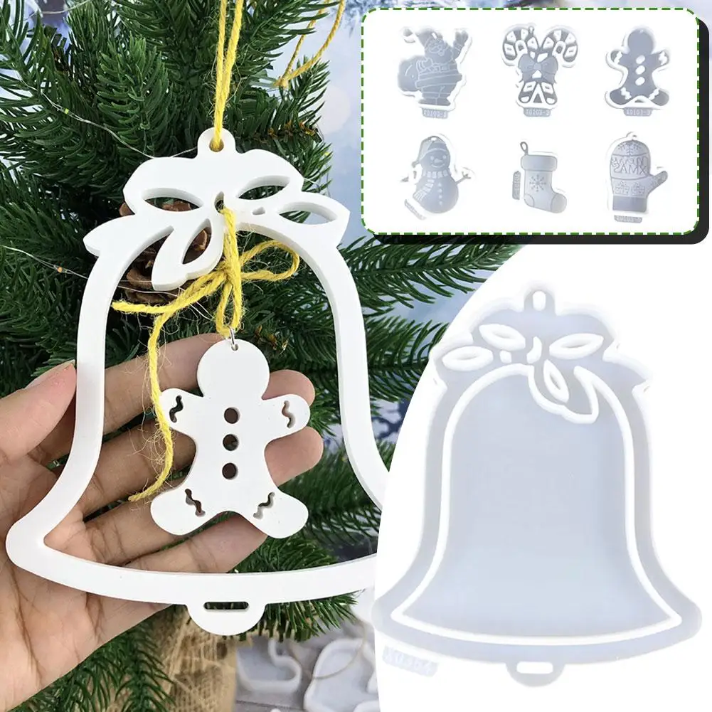 DIY 에폭시 송진 크리스마스 공예품용 실리콘 몰드, 크리스마스 펜던트, 양초 거치대, 홈 데코, A7d2, 7 개 팩