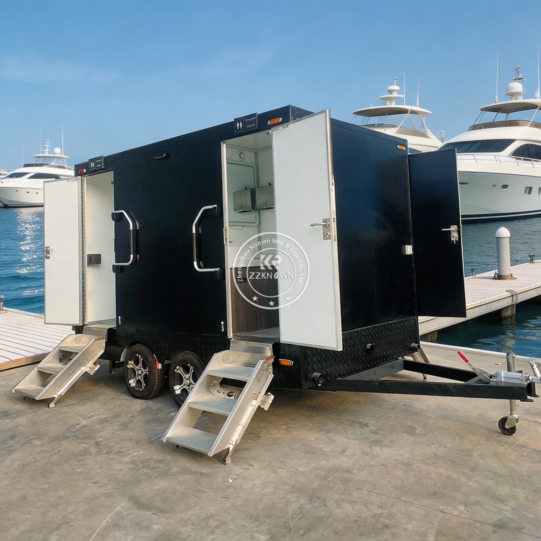 

Industrial Mobile Bathroom Trailer Luxury Portable Toliets Trailer with Shower Outdoor Bathroom Trailer Portable Restroom