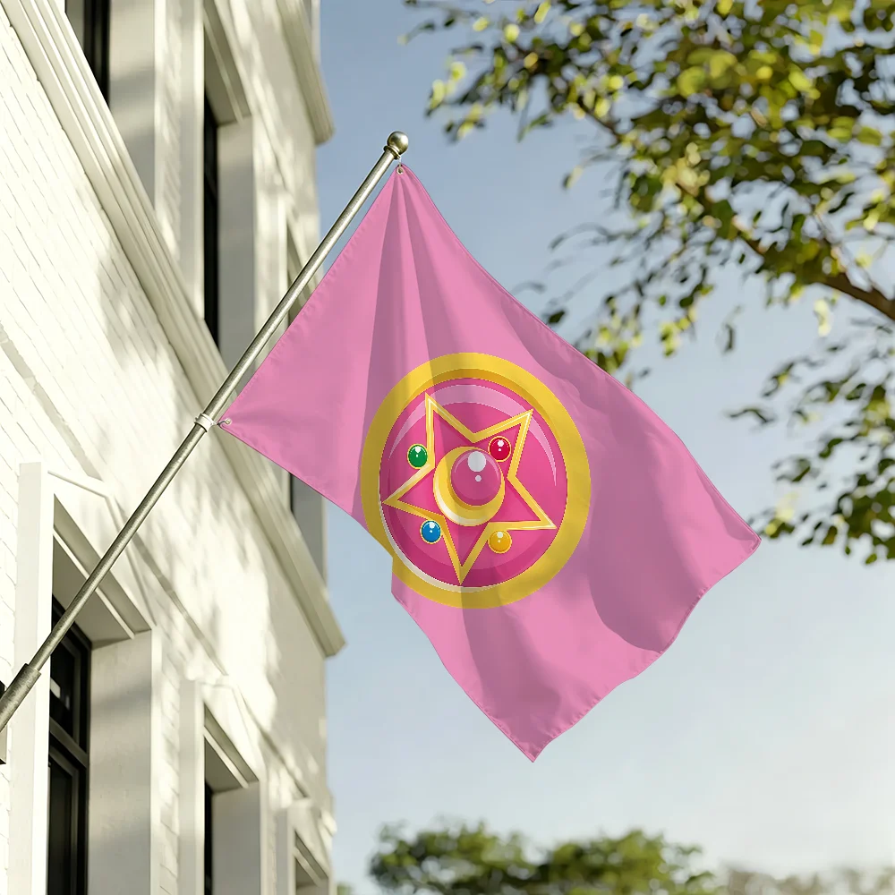 Comic S-Sailor M-Moon Flag Tapestries For Classroom Dormitory Camping Picnic Party Cheering Home Indoor Outdoor Decor