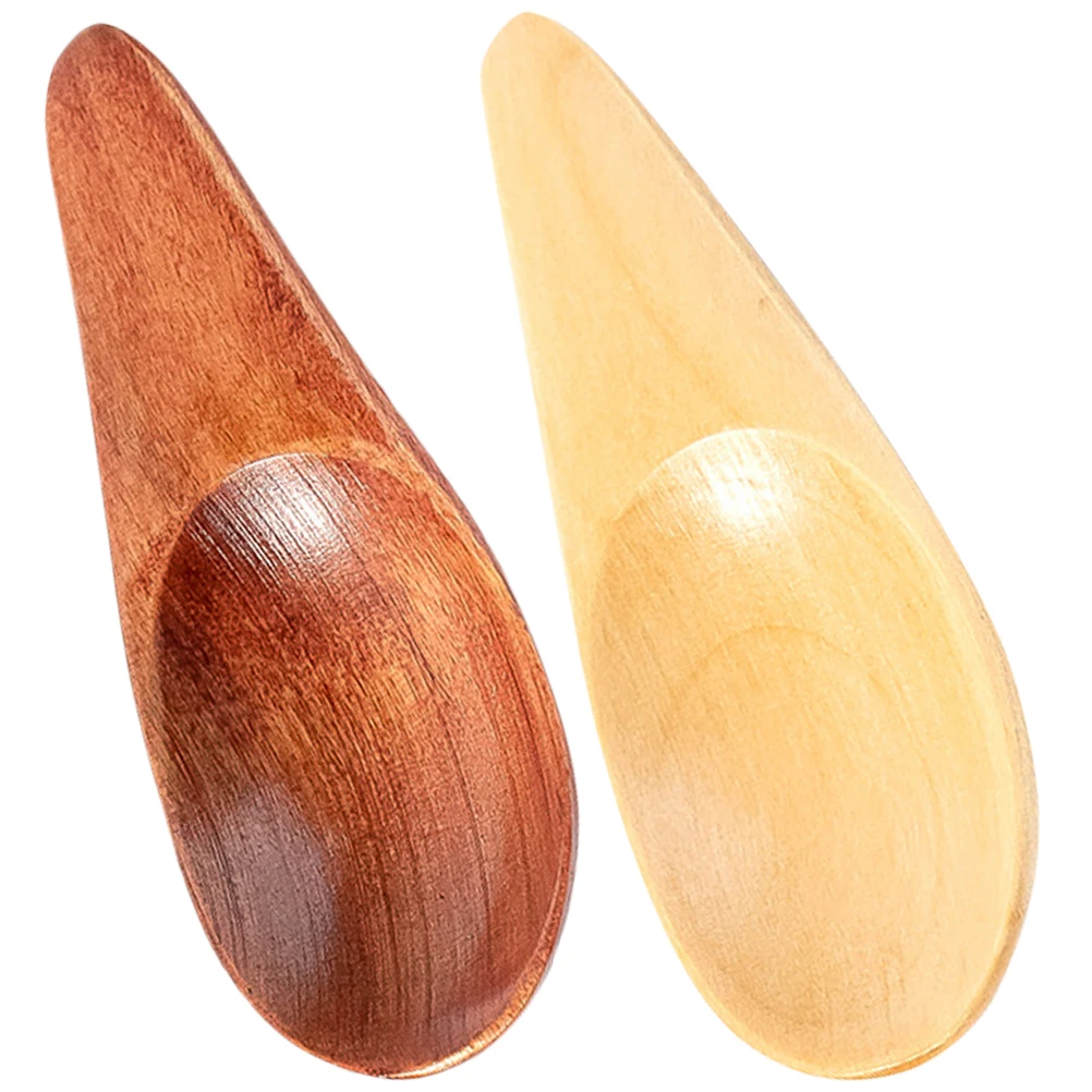 

2Pcs Wood Spoons Small Reusable Salt Scoops Tea Coffee Spices Measuring Teaspoon Household Mini Kitchen Gadgets