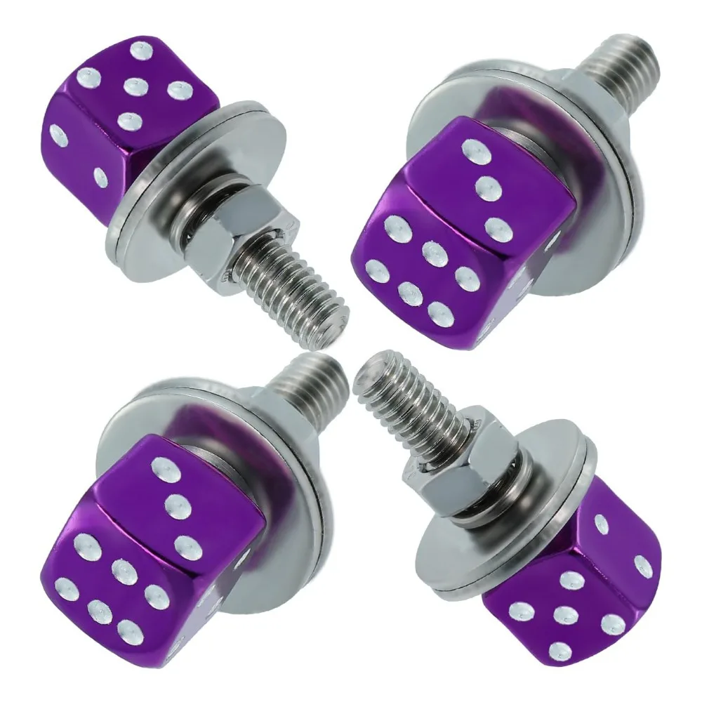 4Pcs Creativity Dice License Plate Screws Anti Loosening Rust Resistant Dice Screws Plate Holder Bolts Vehicle Accessories