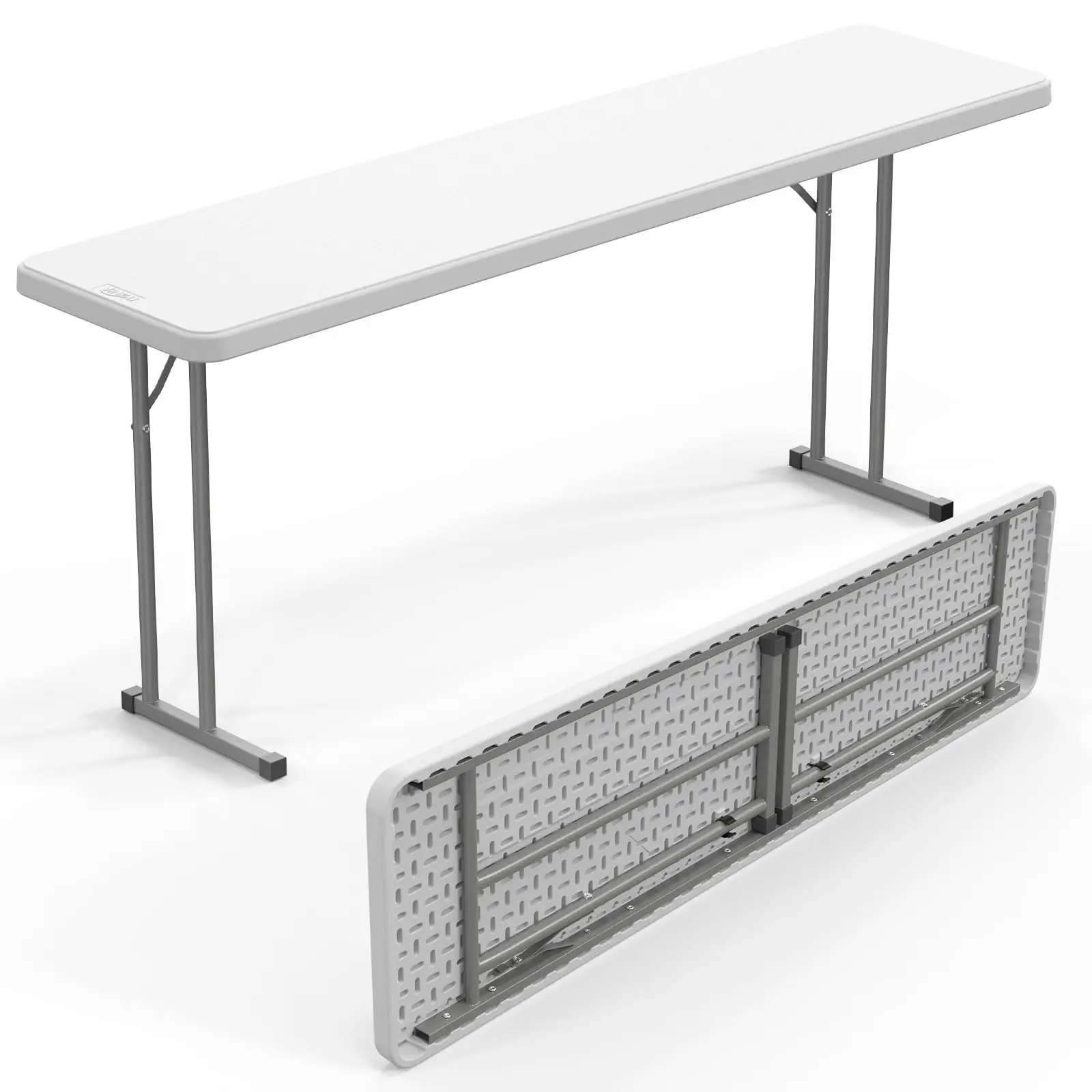 6 FT Narrow Folding Table,Premium Quality HDPE Material and Sturdy Metal Fe, Perfect for Buffet, Seminar, Party