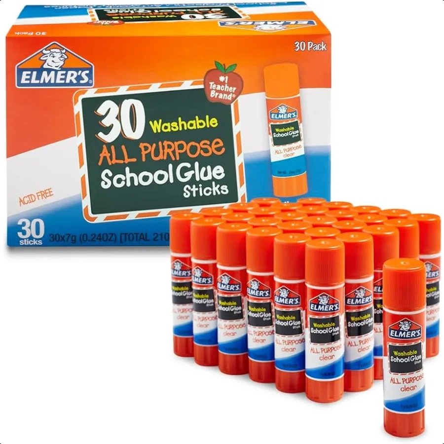 

All Purpose School Glue Sticks AcidFree and Washable Clear 7 Grams 30 Count Ideal for Craft Projects Scrapbooking Classroom Hom