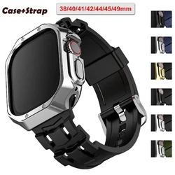 Silicone Strap+Case for Apple Watch 49mm 45mm 44mm Band for i watch 45mm Ultra2 Series 9 8 7 6 5 4 se 3 2 1 watch Accessories