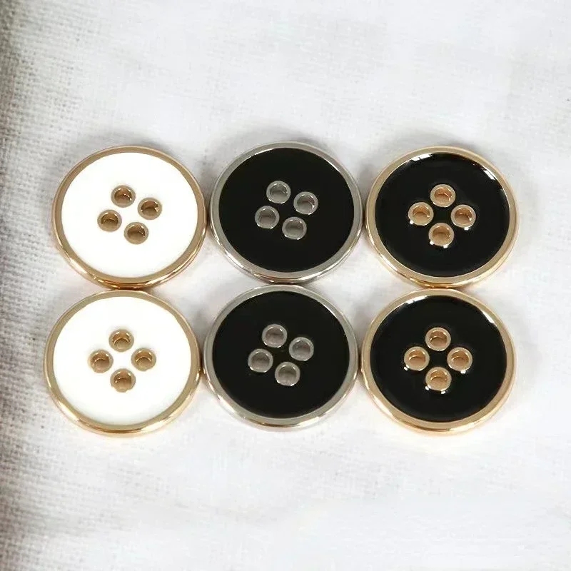 10pcs High Quality Metal Buttons 10.5/15/20mm 4-hole Round Buttons Fashion Apparel Sewing Accessories