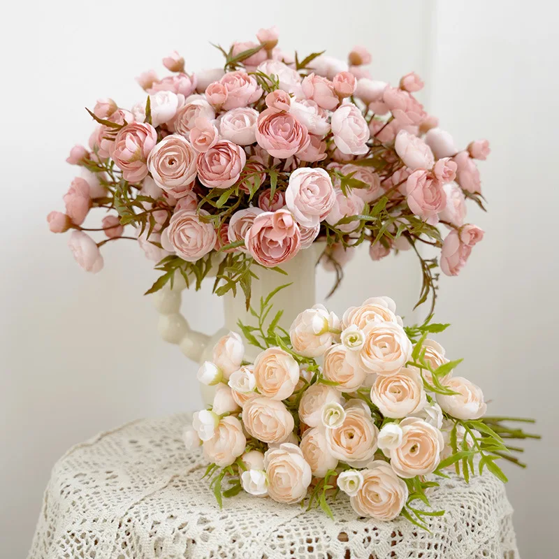 20 Stück Künstliche Kamelien-Rosen-Seidenblumen für Heimdekoration, Künstliche Pfingstrosen, Brautstrauß, Hochzeitsdekoration, Party-Arrangements – Detail 1
