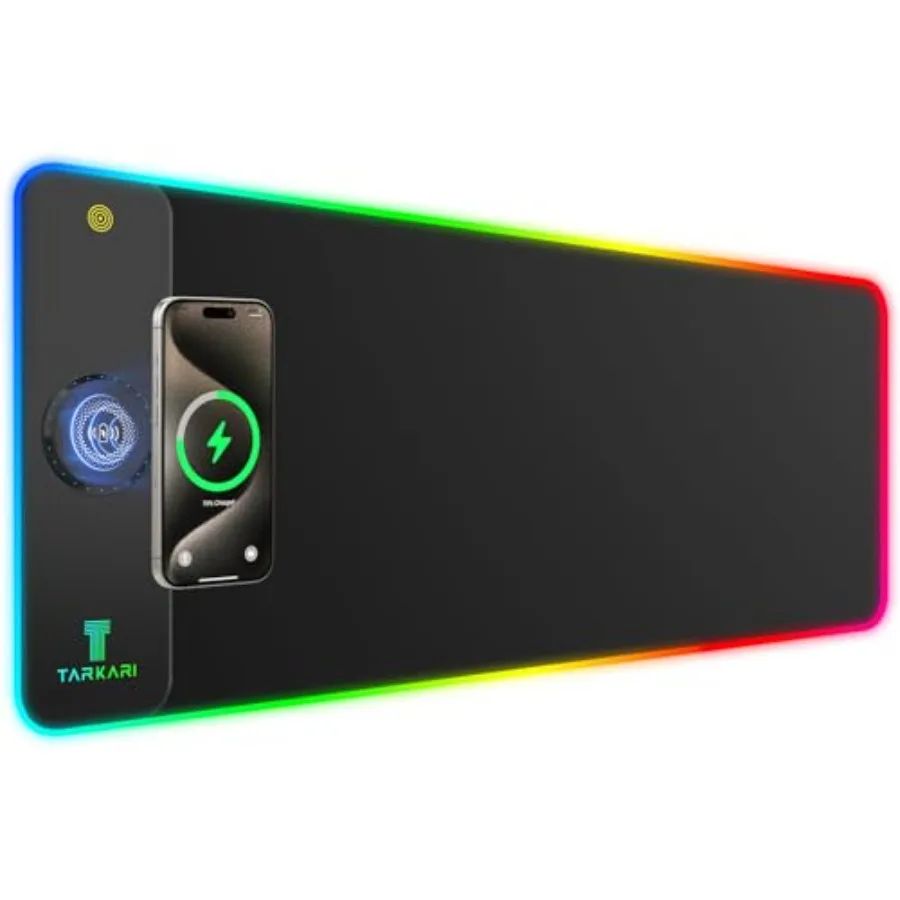 

Magnetic Wireless Charging RGB Mouse Pad, Large Gaming Desk Mat Waterproof, 31.5"x11.8" Mousepad, Ultra-Smooth Surface, Non-Sli