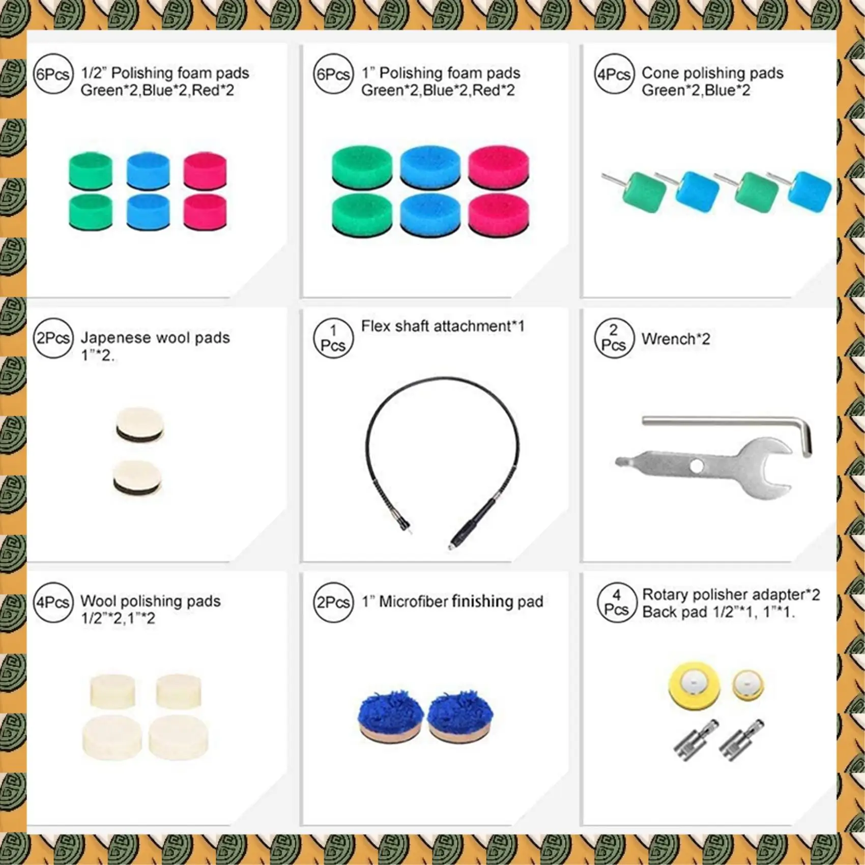 

A77I 2X полировальный вал для деталей, комплект полировальных подушечек для автомобильной дрели с резьбой 5/8 дюйма и M14, для вращающегося инструмента/полировального станка