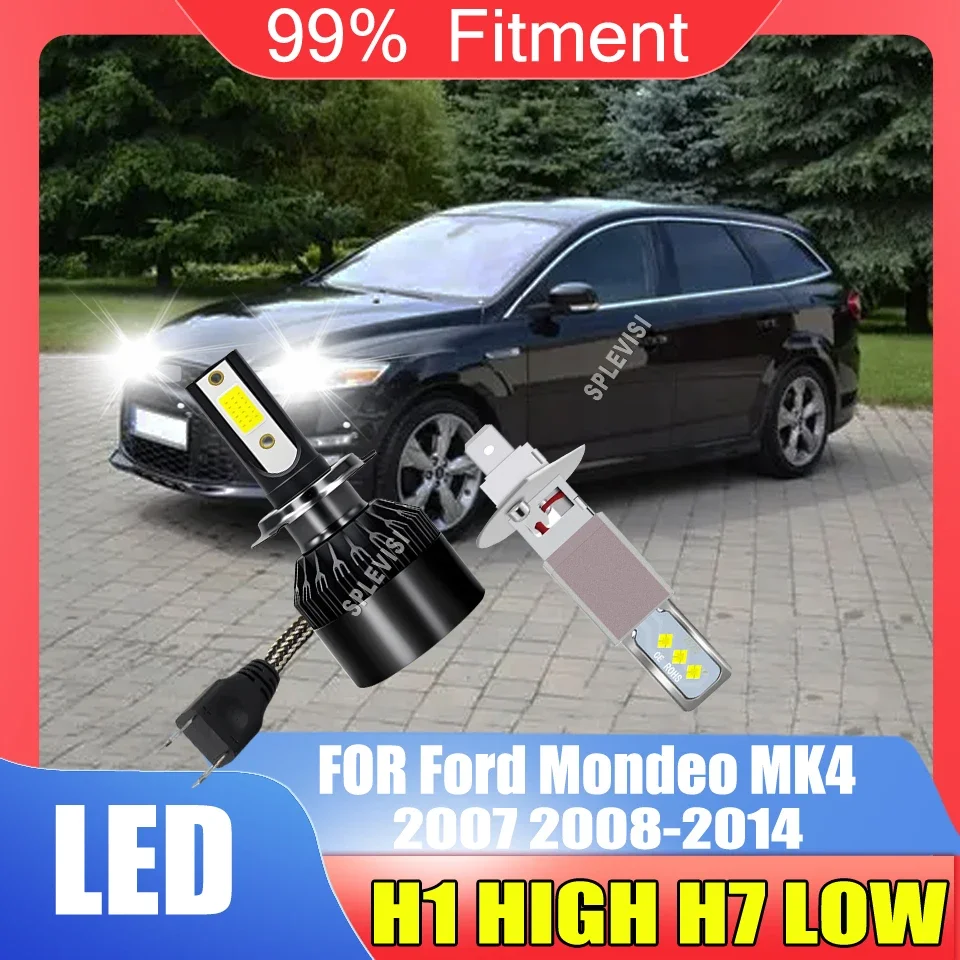 H7 H1 60W White LED Headlight Conversion Kit-enhances durability and reliability For Ford Mondeo MK4 2007-2011 2012 2013 2014