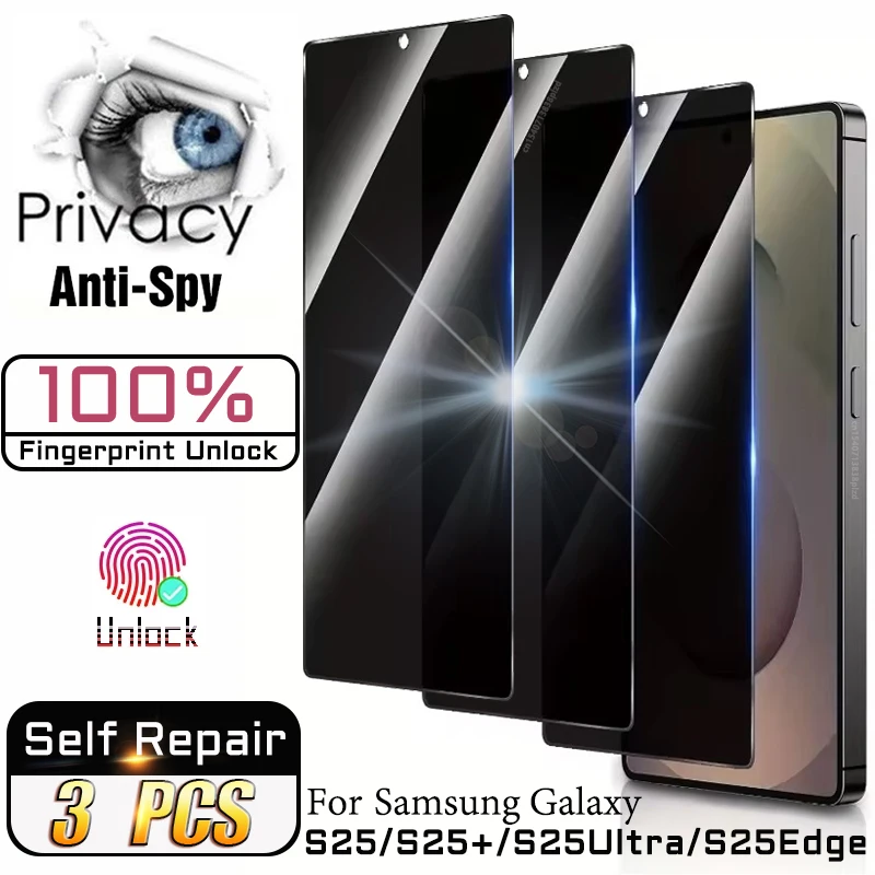 

Self Repair Scratch Screen Protector For Samsung Galaxy S25 Ultra 5G Privacy Anti Spy Film S25 Edge Plus 100% Fingerprint Unlock