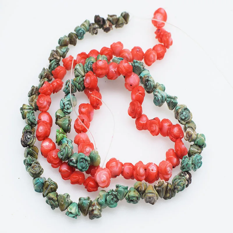 

1 нить бирюзовые бамбуковые коралловые резные цветы 7-8 мм природа для изготовления ювелирных изделий ожерелья 38 см FPPJ оптом свободные бусины