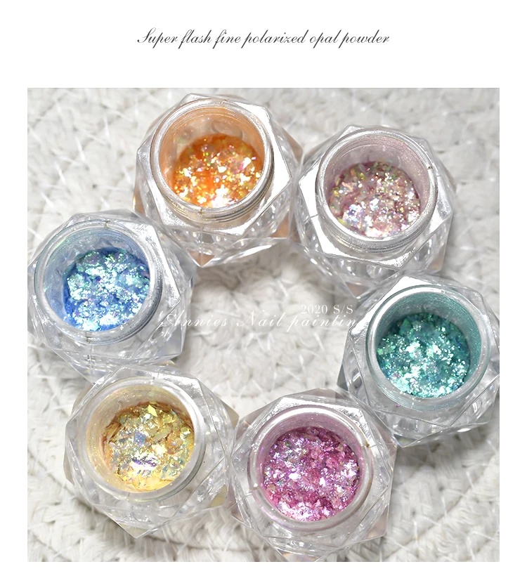 

1Box Chameleon Nail Glitter Opal Powder Utra-Thin Irregular Polarized Cloud Brocade Dust Aurora High-Gloss Edelweiss Nails Flake